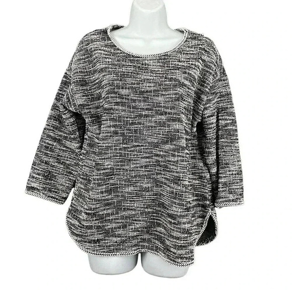 Max Studio Black White Pullover Sweater Top MEDIUM Polyester Blend - Picture 1 of 8
